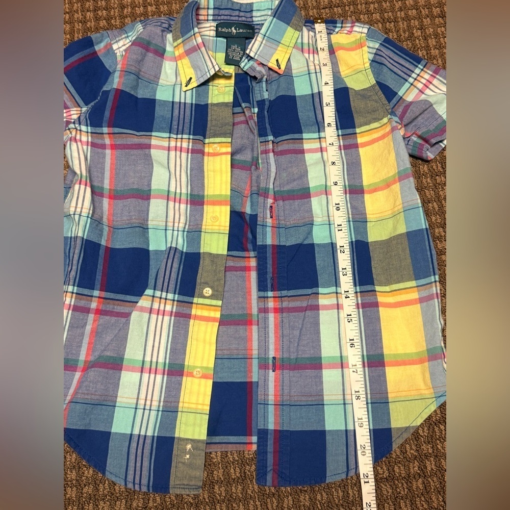 Ralph Lauren Blue and Yellow Plaid Shirt Boys sz7 Summer Vacation Wear - Picture 4 of 6